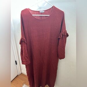 Sweet Salt Modest Clothing Long Sleeve Rust Dress With Pockets